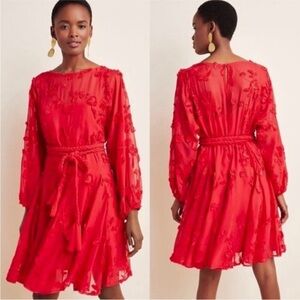 Mare Mare Anthropologie Amal Textured Mini Dress in Red